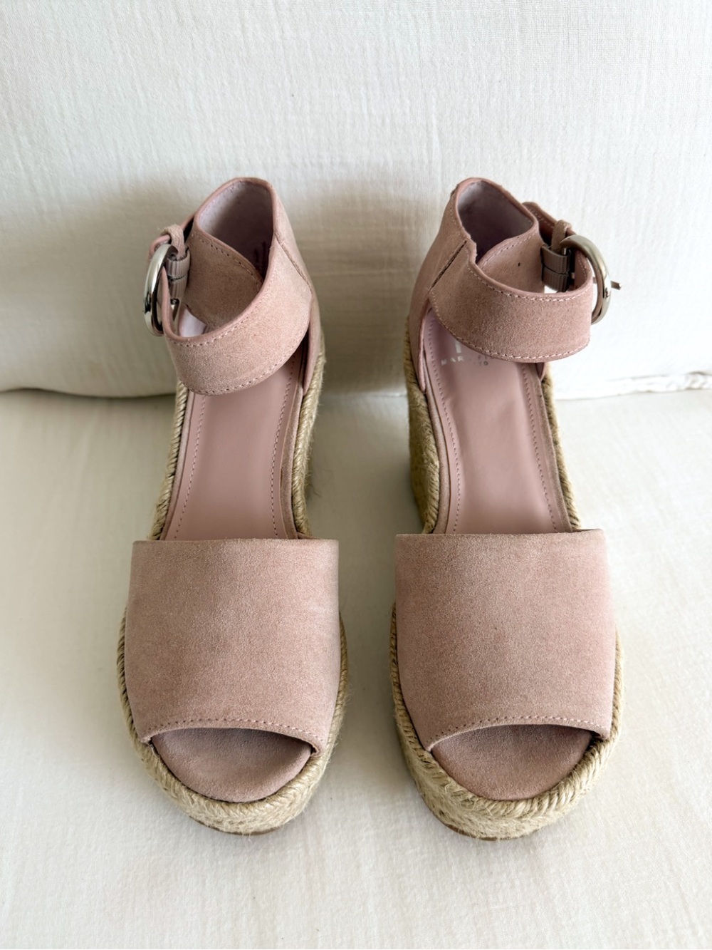 Pink Suede Chunky Platform Espadrille Sandals - Picture 2 of 7